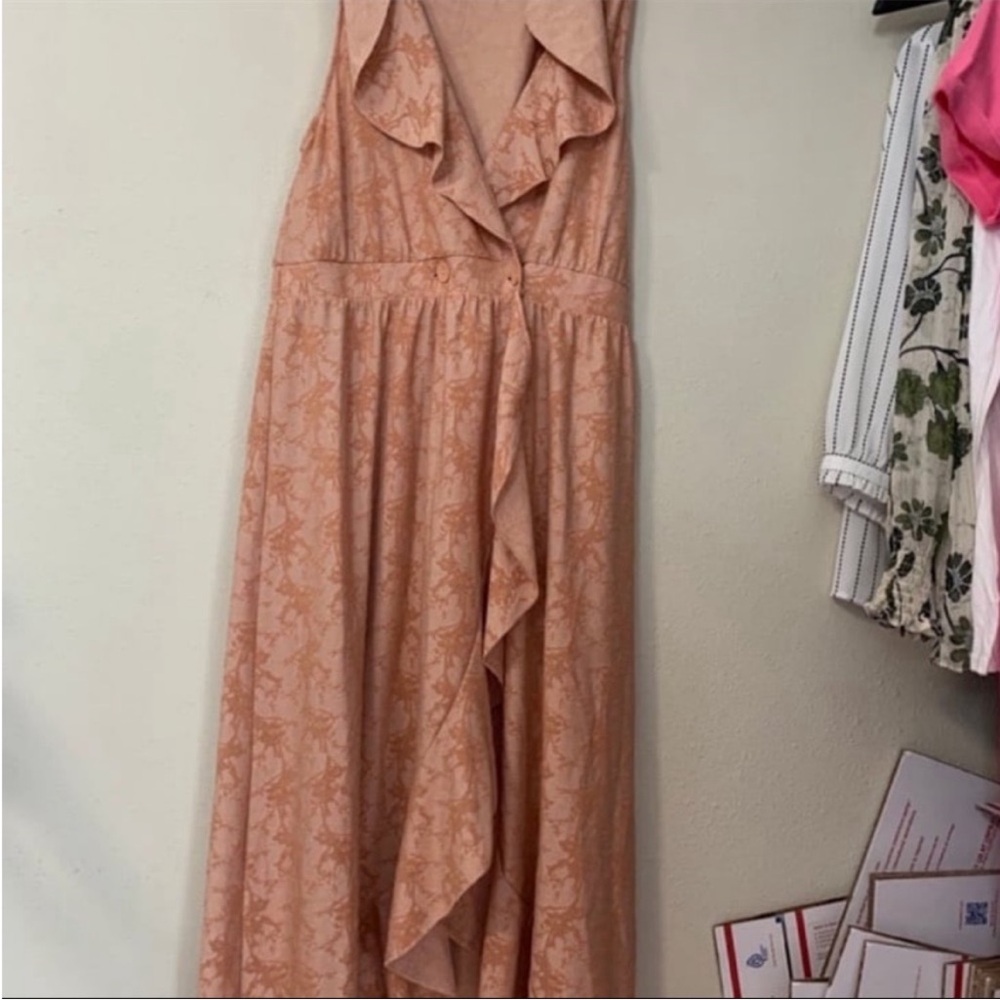 Zara Peach Floral High-Low Ruffle Dress - Picture 2 of 6